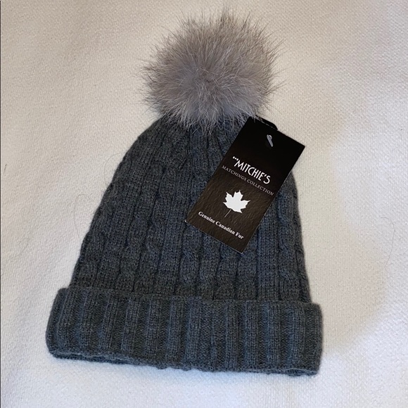 NEW Genuine fox fur,Knit Beanie Hat - Picture 1 of 4